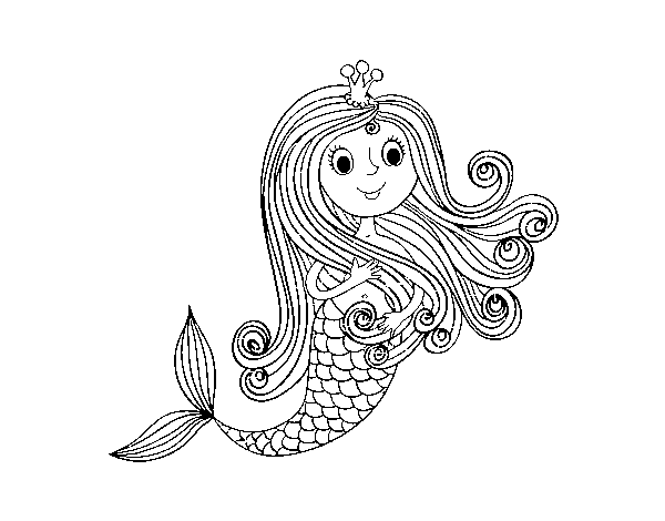 Dibujo de Princesa sirena para Colorear