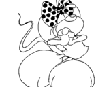 Dibujo de Ratita con lazo para colorear