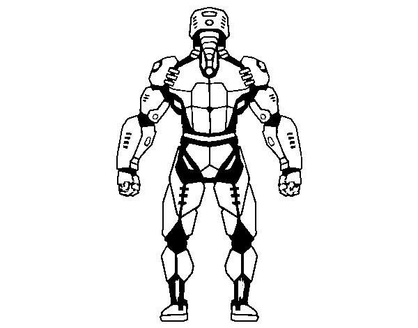 Dibujo de Robot luchador de espaldas para Colorear