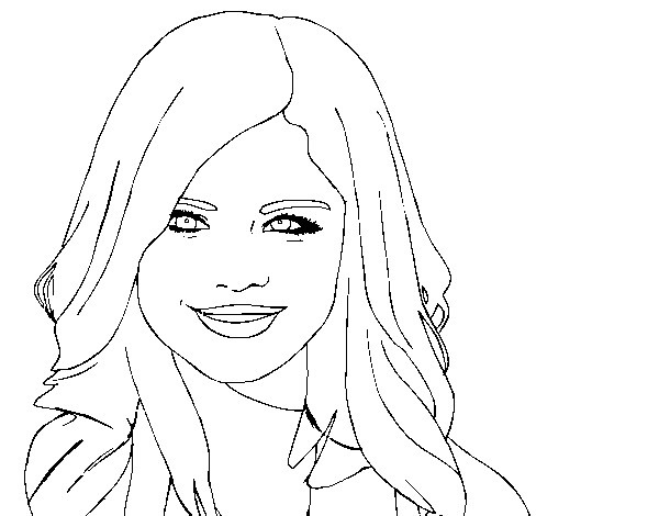 Dibujo de Selena Gomez sonriendo para Colorear