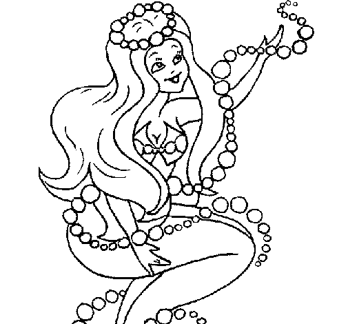 Dibujo de Sirena entre burbujas para Colorear