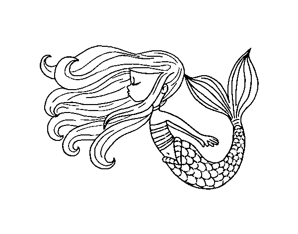Dibujo de Sirena flotando para Colorear