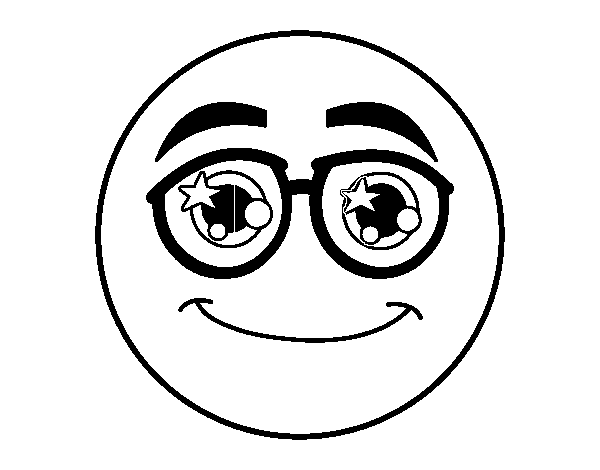 Dibujo de Smiley con gafas para Colorear
