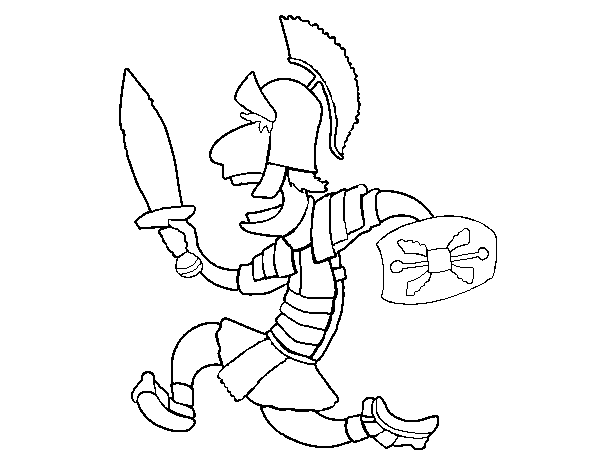 Dibujo de Soldado romano corriendo para Colorear