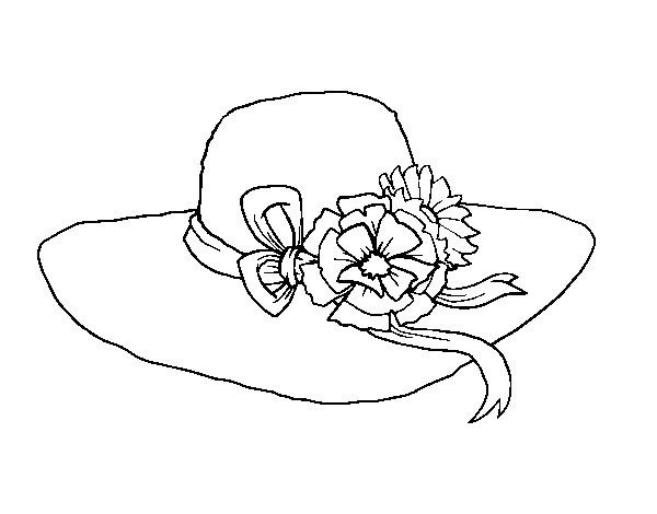 Dibujo de Sombrero con flores para Colorear
