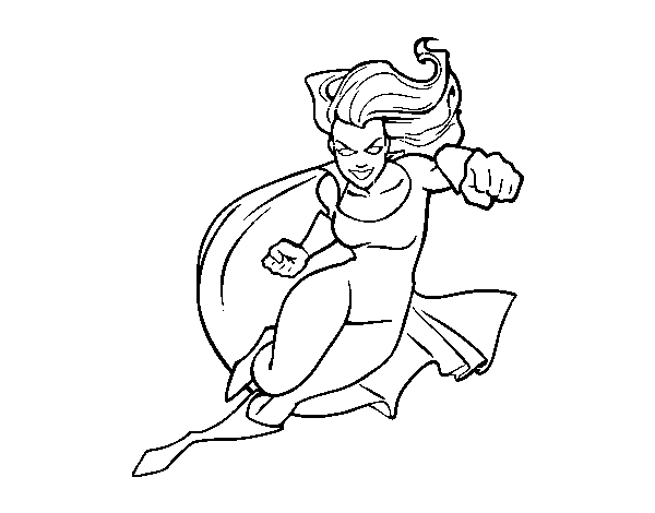 Dibujo de Super girl al ataque para Colorear