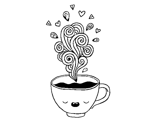 Dibujo de Taza de café kawaii para Colorear
