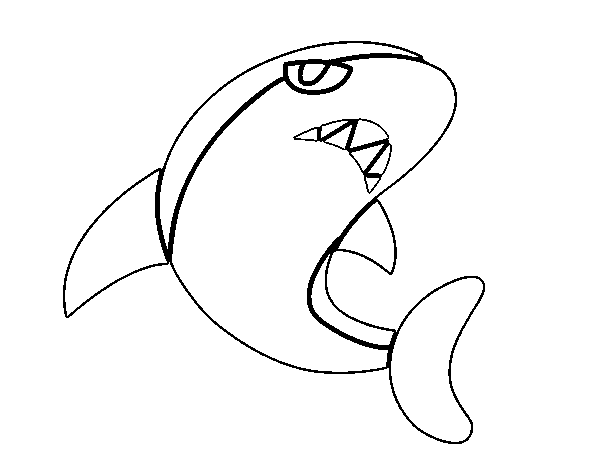 Dibujo de Tiburón nadando para Colorear