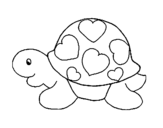 Dibujo de Tortuga con corazones