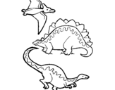 Dibujo de Tres clases de dinosaurios para colorear