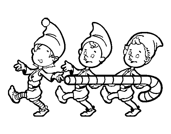 Dibujo de Tres Elfos de Navidad para Colorear