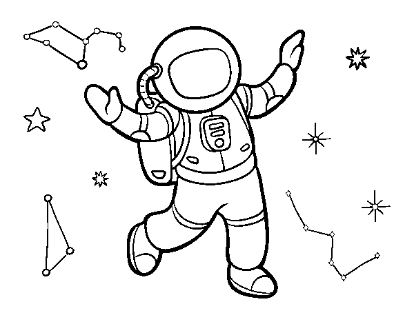 Dibujo de Un astronauta en el espacio estelar para Colorear