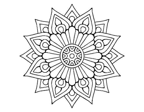 Dibujo de Un mandala destello floral para Colorear