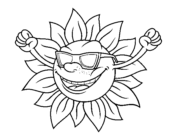 Dibujo de Un sol con gafas de sol para Colorear