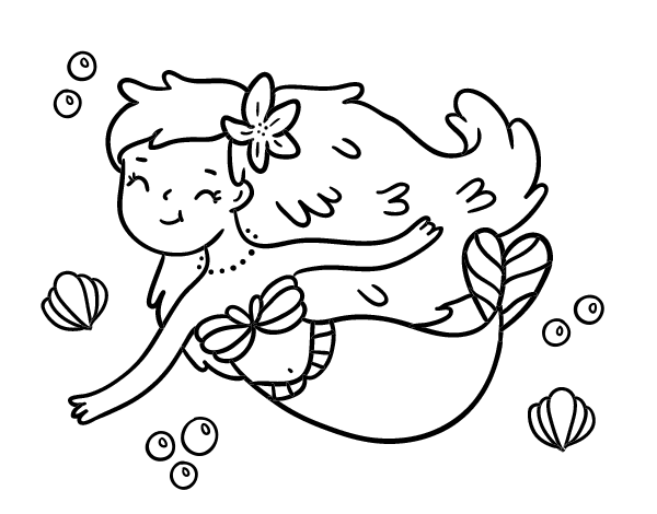 Dibujo de Una sirena feliz para Colorear - Dibujos.net