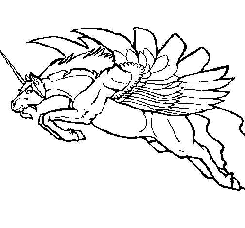 Dibujo de Unicornio alado para Colorear