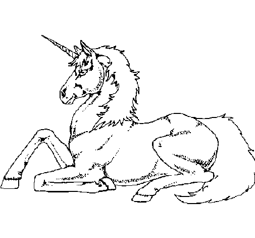 Dibujo de Unicornio sentado para Colorear