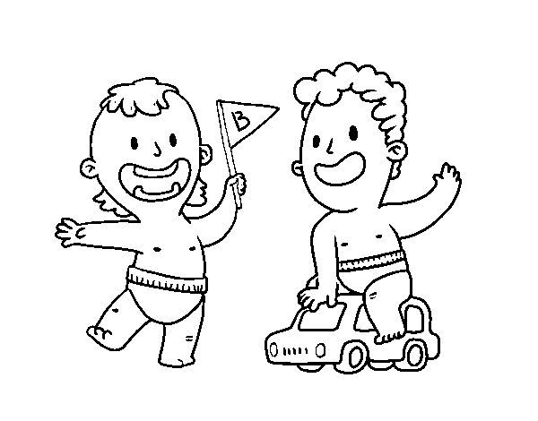 Dibujo de Unos niños jugando para Colorear