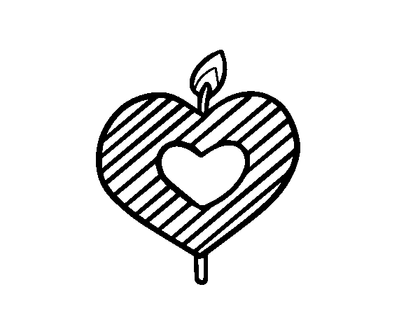 Dibujo de Vela en forma de corazón para Colorear