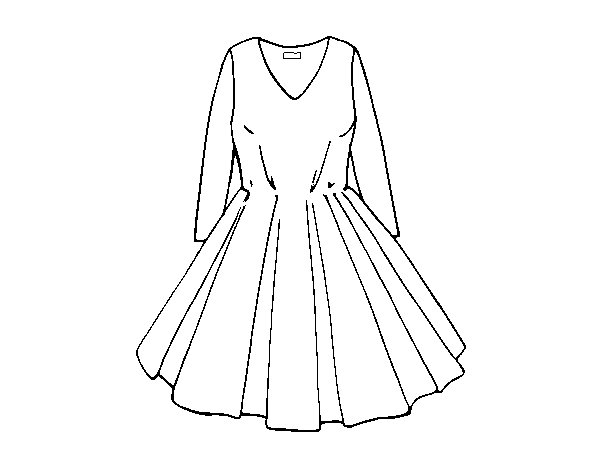 Dibujo de Vestido con falda de vuelo para Colorear