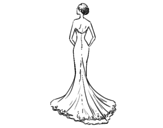Dibujo de Vestido de boda con cola
