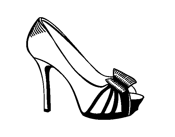 Dibujo de Zapato de plataforma con lazo para Colorear