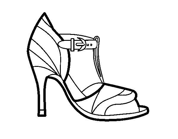Dibujo de Zapato de tacón con punta destapada para Colorear