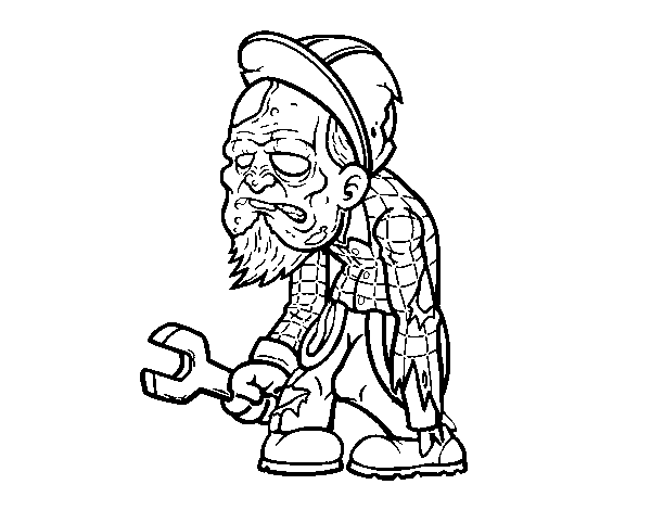Dibujo de Zombie obrero para Colorear