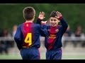 Los minijugadores del Barça con un gran gol