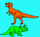 Dibujo Triceratops y tiranosaurios rex pintado por chritian