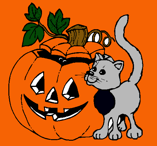 Calabaza y gato