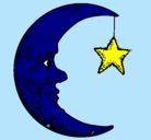 Dibujo Luna y estrella pintado por raquel