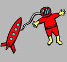 Dibujo Cohete y astronauta pintado por cristina