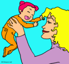 Dibujo Madre con su bebe pintado por sheila