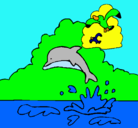 Dibujo Delfín y gaviota pintado por jimena