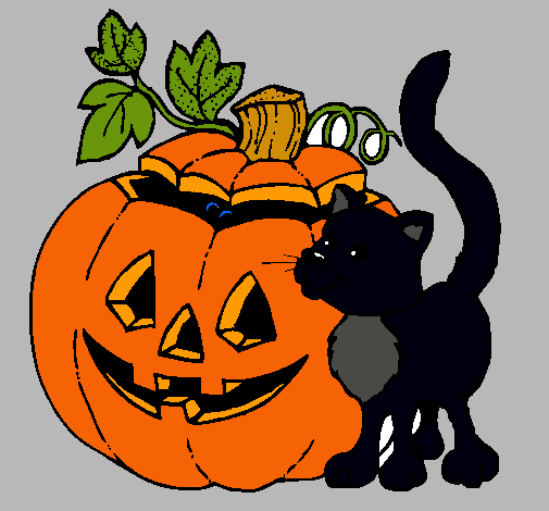 Calabaza y gato