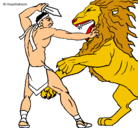 Dibujo Gladiador contra león pintado por irina