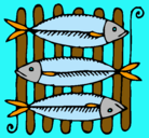 Dibujo Pescado a la brasa pintado por marc