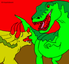 Dibujo Lucha de dinosaurios pintado por Emanuel