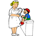 Dibujo Enfermera y niño pintado por romina