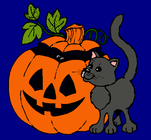 Calabaza y gato