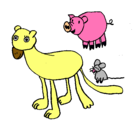 Dibujo Leona, cerdo y ratón pintado por ivan