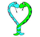 Dibujo Serpientes enamoradas pintado por amor