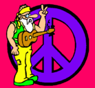 Dibujo Músico hippy pintado por suti