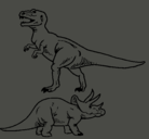 Dibujo Triceratops y tiranosaurios rex pintado por nahum