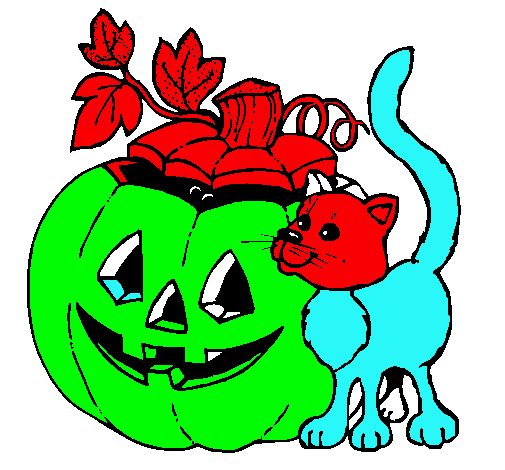 Calabaza y gato