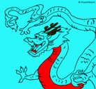 Dibujo Dragón chino pintado por choco
