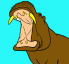 Dibujo Hipopótamo con la boca abierta pintado por IAN