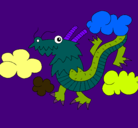 Dibujo Dragón chino pintado por chango