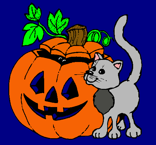 Calabaza y gato